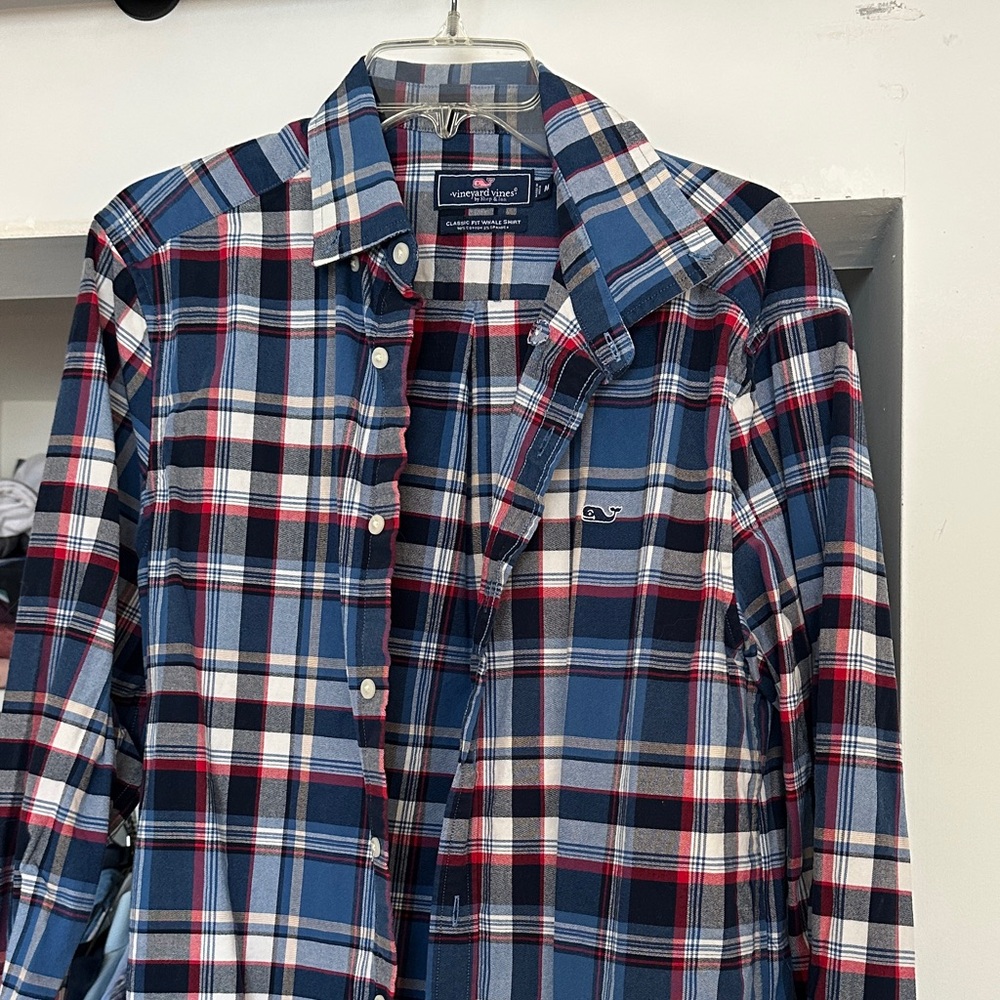 Vineyard Vines Men's Blue Plaid Button-Down Shirt medium